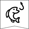 Icon of fish jumping to grab a fishing hook