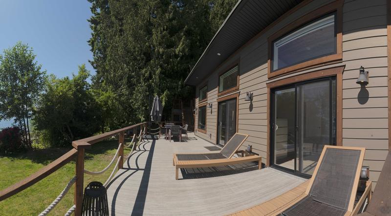 Lounge charis on sunny cabin deck